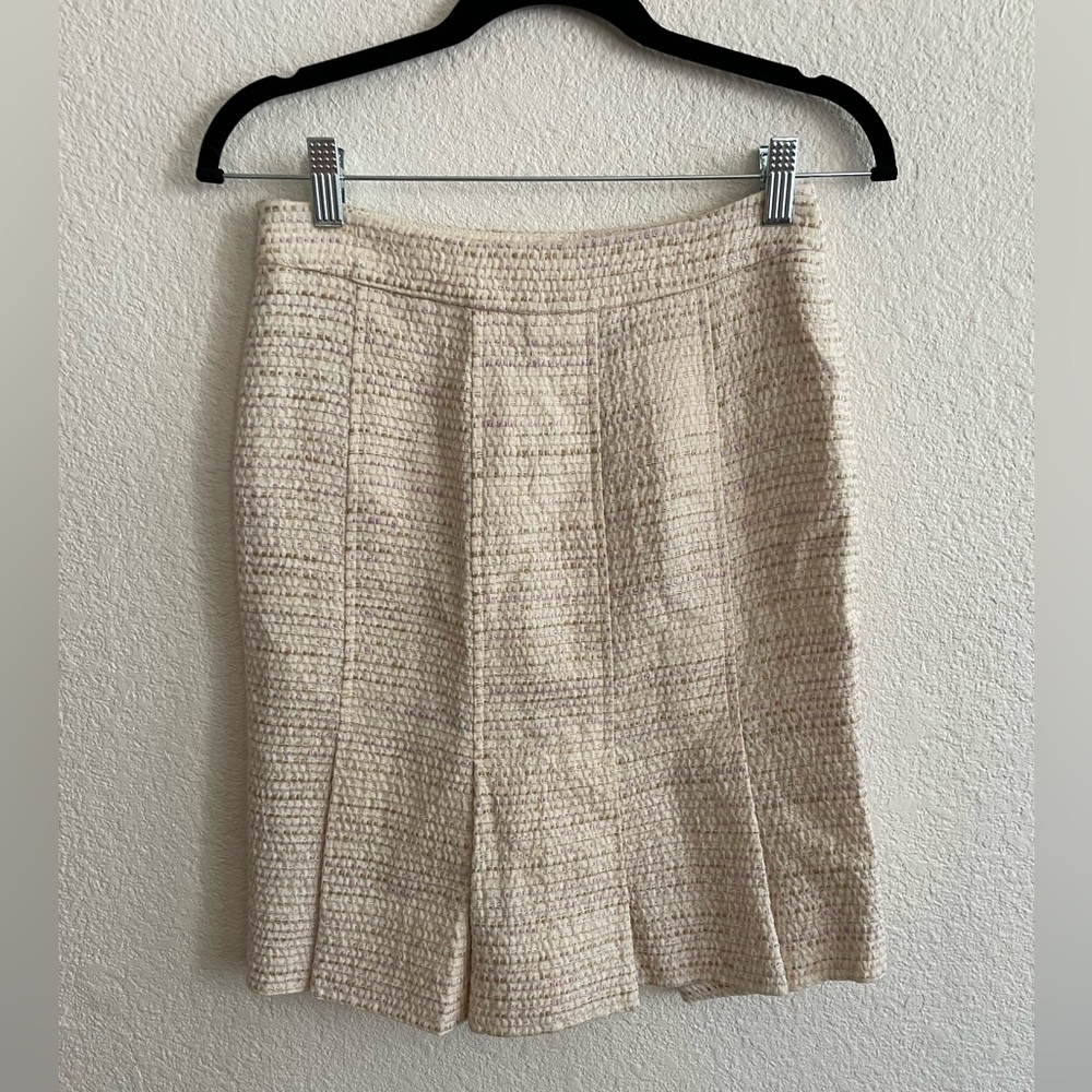 Red Valentino Women’s Preppy Beige with Purple and Gold Thread Mini Skirt